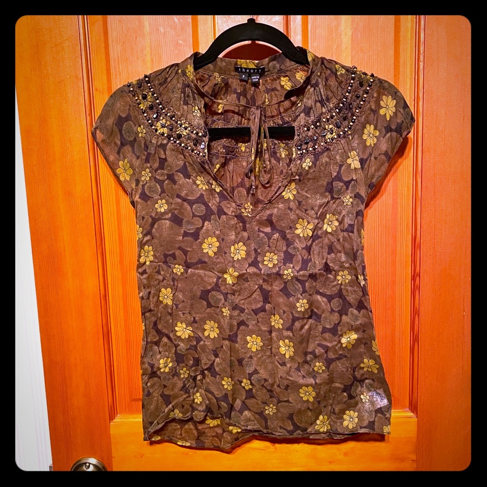 THEORY Embellished Blouse